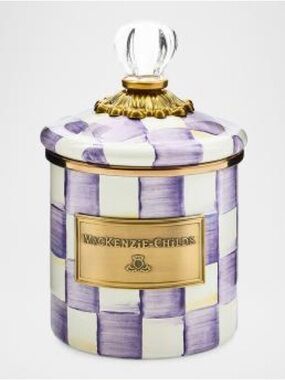 MacKenzie-Childs Violet Check Handmade Small Canister
